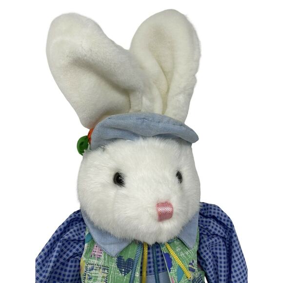 VTG Mty International Blue Boy Easter Bunny In Overalls/Jacket Plush 24" - Picture 7 of 11